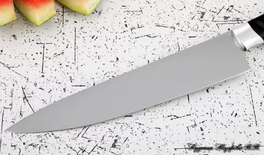 Кухонный нож Шеф № 14 сталь 95Х18 рукоять акрил черный