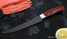Кухонный нож Шеф № 6 сталь Х12МФ рукоять акрил красный