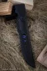 Нож Овод 2 дамаск торцевой с воронением карельская береза синяя