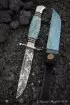 Реплика Финки нескладная НКВД D2 мельхиор рукоять и ножны карельская береза синяя