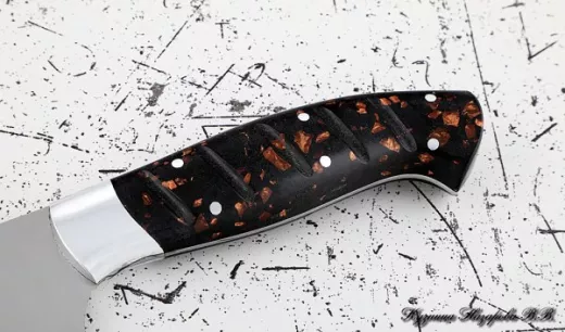Кухонный нож Шеф № 12 сталь 95Х18 рукоять акрил коричневый