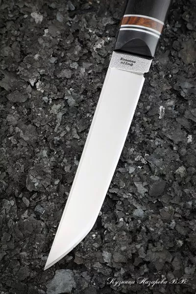 Нож Шаман Х12МФ рукоять G10 черная, железное дерево, черный граб