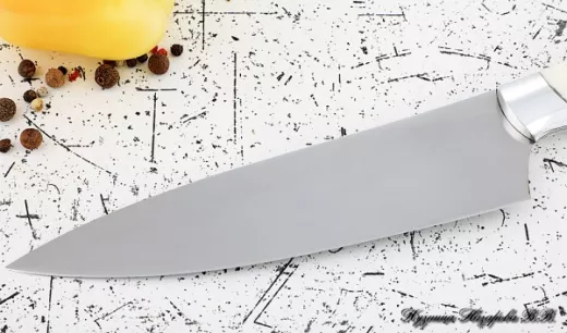 Кухонный нож Шеф № 12 сталь 95Х18 рукоять акрил белый