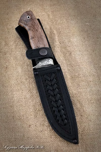 Нож Варан сталь RWL-34 карельская береза коричневая мельхиор