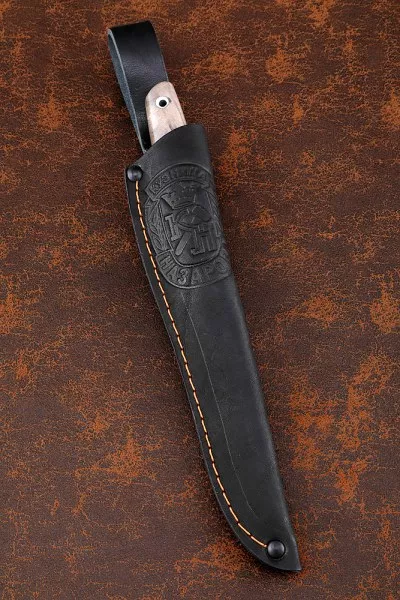 Нож Сойка 95Х18 рукоять G10 черная, рог лося, карельская береза коричневая