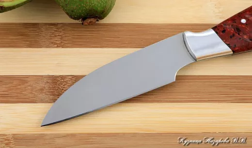 Кухонный нож Шеф № 1 сталь 95Х18 рукоять акрил красный