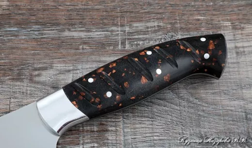 Кухонный нож Шеф № 10 сталь 95Х18 рукоять акрил коричневый