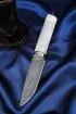 Нож Свеча дамаск торцевой рог лося мокуме-ганне на подставке венге