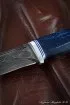Нож Беркут дамаск камень карельская береза стабилизированная синяя