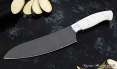 Кухонный нож Шеф № 11 сталь Х12МФ рукоять акрил белый