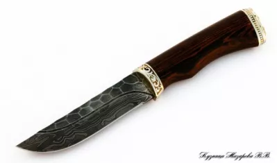 Нож Беркут дамаск камень мельхиор венге
