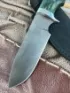 Нож Лесной сталь х12мф рукоять стабилизированная карельская береза зеленая мельхиор