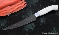 Кухонный нож Шеф № 5 сталь Х12МФ рукоять акрил белый