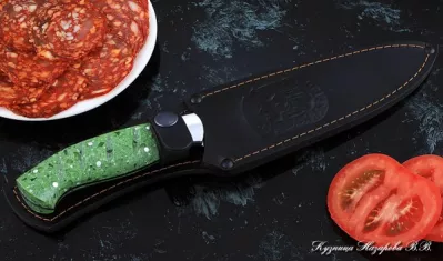 Кухонный нож Шеф № 9 сталь 95Х18 рукоять акрил зеленый