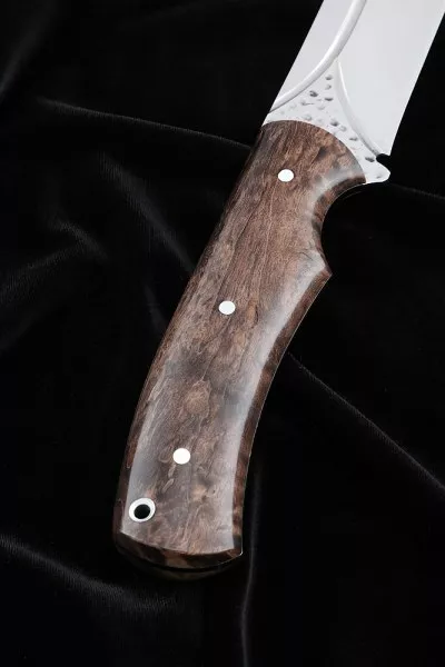 Нож №38 D2 цельнометаллический рукоять карельская береза коричневая