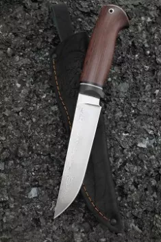 Нож Засапожный дамаск нержавеющий карбон палисандр