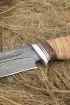 Нож Ловчий дамаск долы рукоять береста