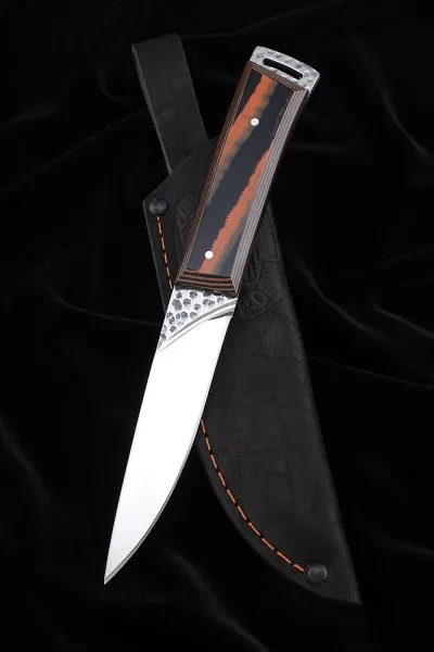 Нож №41 D2 цельнометаллический рукоять G10 чернооранжевая