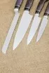 Кухонный набор из 4 ножей сталь КН-01 с никелем рукоять карельская береза фиолетовая акрил черный подставка акрил черный и карельская береза фиолетовая