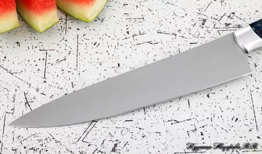 Кухонный нож Шеф № 14 сталь 95Х18 рукоять акрил синий