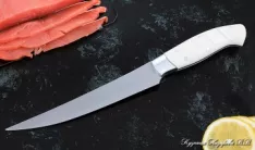 Кухонный нож Шеф № 6 сталь 95Х18 рукоять акрил белый
