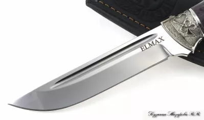 Нож Боец Elmax мельхиор стабилизированная карельская береза (фиолетовая)