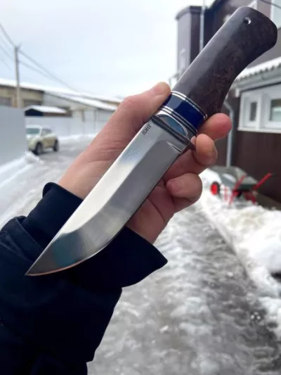 Нож Беркут Elmax карельская береза коричневая акрил
