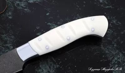 Кухонный нож Шеф № 5 сталь Х12МФ рукоять акрил белый
