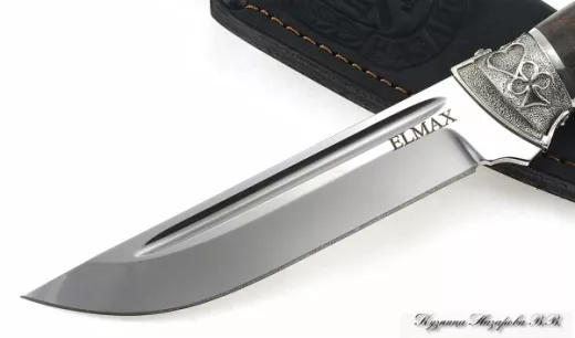 Нож Боец Elmax мельхиор стабилизированная карельская береза (коричневая)