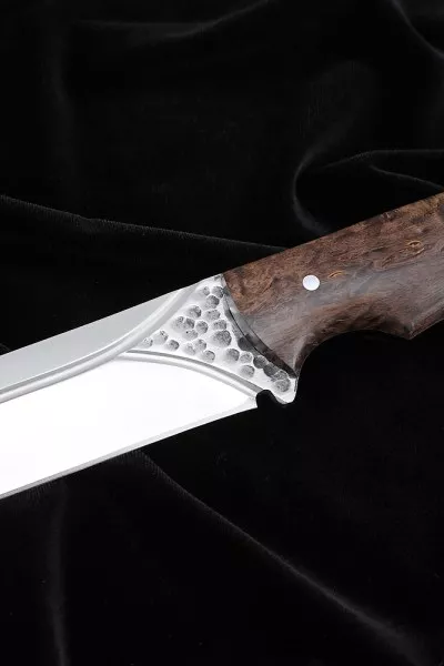 Нож №38 D2 цельнометаллический рукоять карельская береза коричневая