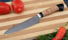 Кухонный нож Шеф № 3 сталь К340 рукоять береста черный граб