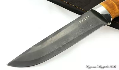 Нож Вепрь булат мельхиор стабилизированная карельская береза (янтарная)