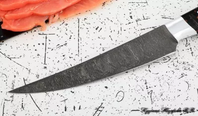 Кухонный нож Шеф № 5 сталь Х12МФ рукоять акрил коричневый
