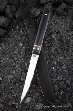 Нож Учар Х12МФ рукоять G10 черная, железное дерево, черный граб