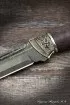 Нож Боец булат мельхиор стабилизированная карельская береза (фиолетовая) (надпись)