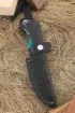 Нож Ловчий Sandvik рукоять черный граб карельская береза акрил зеленый
