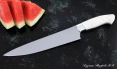 Кухонный нож Шеф № 14 сталь 95Х18 рукоять акрил белый