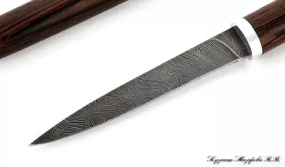 Нож Дамский дамаск венге и дюраль деревянные ножны