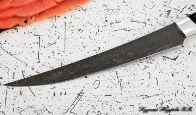 Кухонный нож Шеф № 7 сталь Х12МФ рукоять акрил черный