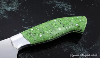 Кухонный нож Шеф № 9 сталь 95Х18 рукоять акрил зеленый