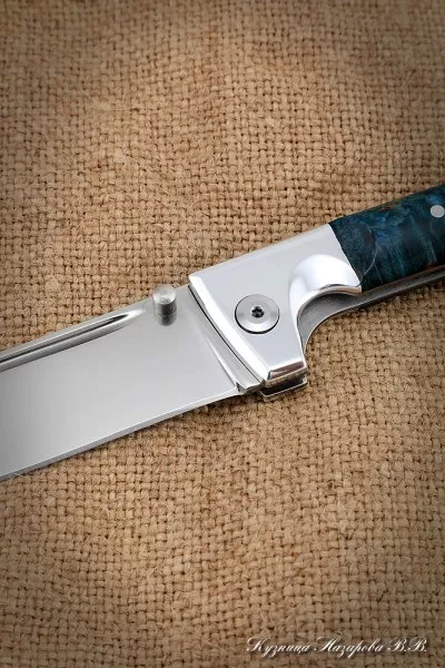 Нож складной Пчак сталь M390 накладки карельская береза синяя