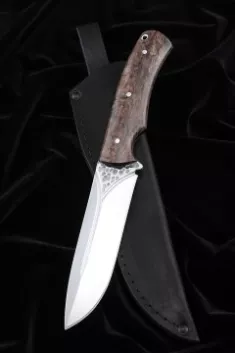 Нож №38 D2 цельнометаллический рукоять карельская береза коричневая