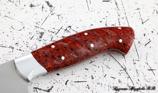 Кухонный нож Шеф № 12 сталь 95Х18 рукоять акрил красный