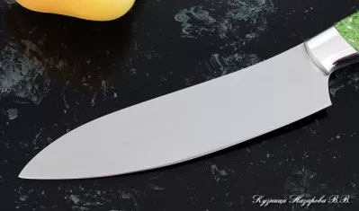 Кухонный нож Шеф № 10 сталь 95Х18 рукоять акрил зеленый