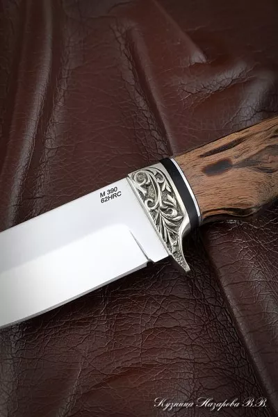 Нож Гепард M390 карельская береза коричневая