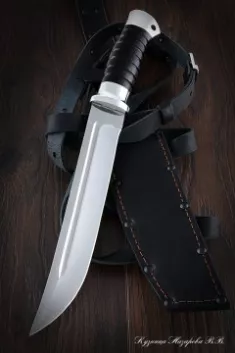 Нож Пластун (казачий пластунский нож) 95х18 черный граб дюраль (NEW)