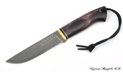 Нож Тайга сталь Булат рукоять карельская береза (фиолетовая)