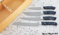 Набор из 4 кухонных ножей, сталь 95Х18, рукоять из синего акрила в футляре