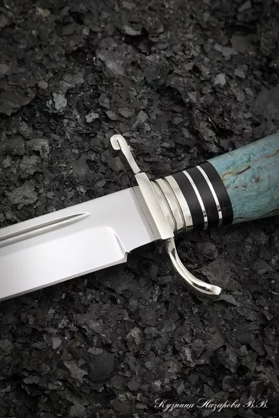 Реплика Финки нескладная НКВД Х12МФ мельхиор рукоять и ножны карельская береза синяя