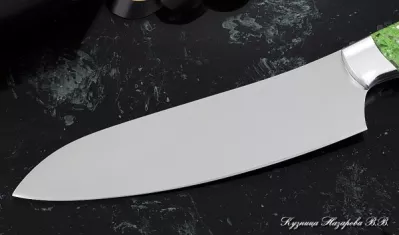 Кухонный нож Шеф № 11 сталь 95Х18 рукоять акрил зеленый